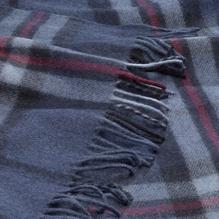 Highland Wool Blend Tartan Blanket Thomson Navy